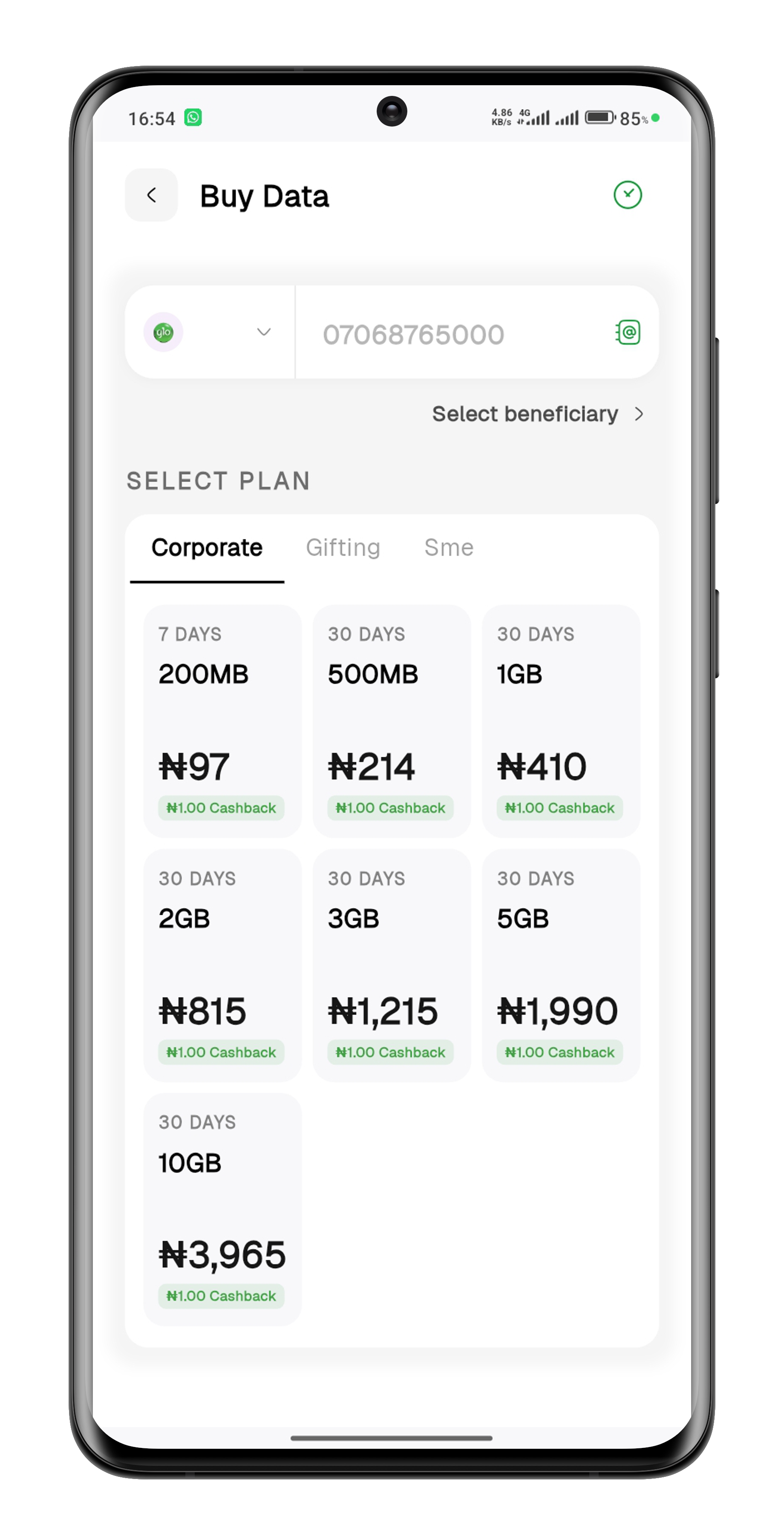 App home screen showing wallet balance and quick services